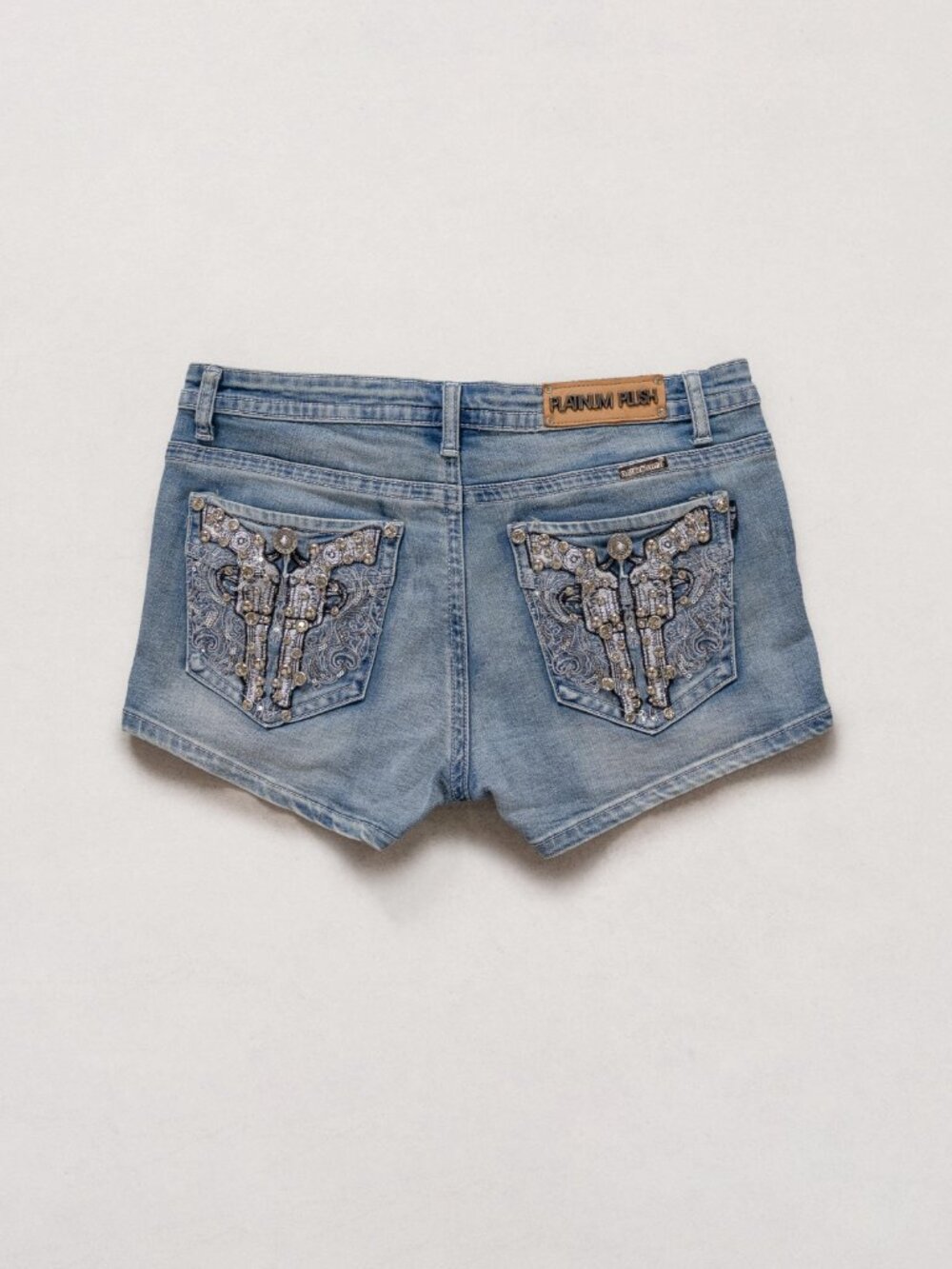 LOW RISE Y2K Shorts Vintage 2000's Britney Denim Stretch Jewelled Rhinestones